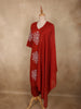 Deep Crimson Red Thread Embroidered Design Cotton Salwar Suit with Dupatta