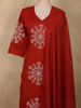 Deep Crimson Red Thread Embroidered Design Cotton Salwar Suit with Dupatta