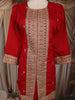 Deep Crimson Red Thread Embroidered Design Georgette Salwar Suit with Contrast Dupatta