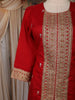 Deep Crimson Red Thread Embroidered Design Georgette Salwar Suit with Contrast Dupatta