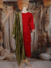 Deep Crimson Red Thread Embroidered Design Georgette Salwar Suit with Contrast Dupatta