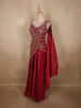 Deep Crimson Wine Red Heavy Sequin and Beads Embroidered Design Organza Lehenga with Attached Dupatta