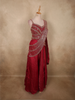 Deep Crimson Wine Red Heavy Sequin and Beads Embroidered Design Organza Lehenga with Attached Dupatta