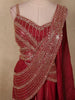 Deep Crimson Wine Red Heavy Sequin and Beads Embroidered Design Organza Lehenga with Attached Dupatta
