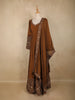 Deep Earthy Brown Floral Embroidered Design Georgette Gown with Dupatta