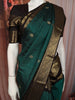 Deep Emerald Green Butta Zari Woven Design Pure Kanchipuram Silk Saree with Contrast Double Zari Border
