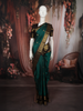 Deep Emerald Green Butta Zari Woven Design Pure Kanchipuram Silk Saree with Contrast Double Zari Border