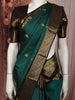 Deep Emerald Green Butta Zari Woven Design Pure Kanchipuram Silk Saree with Contrast Double Zari Border