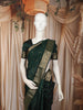 Deep Emerald Green Butta Zari Woven Design Pure Kanchipuram Silk Saree with Matching Floral Zari Border