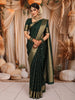 Deep Emerald Green Butta Zari Woven Design Pure Kanchipuram Silk Saree with Matching Floral Zari Border