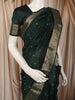 Deep Emerald Green Butta Zari Woven Design Pure Kanchipuram Silk Saree with Matching Floral Zari Border