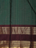 Deep Emerald Green Checked Zari Woven Design Pure Kanchipuram Silk Saree with Contrast Zari Border