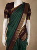 Deep Emerald Green Checked Zari Woven Design Pure Kanchipuram Silk Saree with Contrast Zari Border