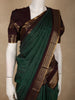 Deep Emerald Green Checked Zari Woven Design Pure Kanchipuram Silk Saree with Contrast Zari Border
