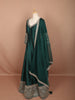 Deep Emerald Green Floral Sequins and Beads Embroidered Design Semi Silk Long Anarkali Gown with Matching Dupatta