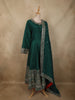 Deep Emerald Green Floral Sequins and Zari Embroidered Design Semi Silk Anarkali Salwar Suit