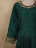 Deep Emerald Green Floral Sequins and Zari Embroidered Design Semi Silk Anarkali Salwar Suit