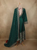 Deep Emerald Green Floral Sequins and Zari Embroidered Design Semi Silk Anarkali Salwar Suit