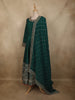 Deep Emerald Green Floral Sequins and Zari Embroidered Design Semi Silk Anarkali Salwar Suit