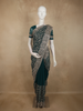 Deep Emerald Green Floral Vine Zari Embroidered Design Georgette Fancy Saree with Scalloped Border