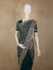 Deep Emerald Green Floral Vine Zari Embroidered Design Georgette Fancy Saree with Scalloped Border