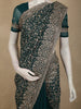 Deep Emerald Green Floral Vine Zari Embroidered Design Georgette Fancy Saree with Scalloped Border