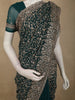 Deep Emerald Green Floral Vine Zari Embroidered Design Georgette Fancy Saree with Scalloped Border