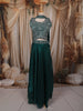 Deep Emerald Green Floral Zari Embroidered Design Organza Lehenga with Choker Dupatta
