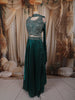 Deep Emerald Green Floral Zari Embroidered Design Organza Lehenga with Choker Dupatta