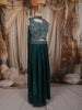 Deep Emerald Green Floral Zari Embroidered Design Organza Lehenga with Choker Dupatta