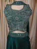 Deep Emerald Green Floral Zari Embroidered Design Organza Lehenga with Choker Dupatta