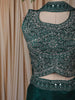 Deep Emerald Green Floral Zari Embroidered Design Organza Lehenga with Choker Dupatta