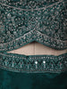 Deep Emerald Green Floral Zari Embroidered Design Organza Lehenga with Choker Dupatta