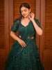 Deep Emerald Green Heavy Sequins and Beads Embroidered Design Net Bridal Lehenga with Designer Dupatta