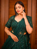 Deep Emerald Green Heavy Sequins and Beads Embroidered Design Net Bridal Lehenga with Designer Dupatta