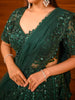 Deep Emerald Green Heavy Sequins and Beads Embroidered Design Net Bridal Lehenga with Designer Dupatta