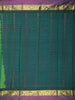 Deep Emerald Green Striped Woven Design Kanchipuram Silk Saree with Contrast Zari Border