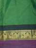 Deep Emerald Green Striped Woven Design Kanchipuram Silk Saree with Contrast Zari Border