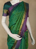 Deep Emerald Green Striped Woven Design Kanchipuram Silk Saree with Contrast Zari Border