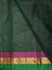 Deep Emerald Green Striped Zari Woven Design Kanchipuram Silk Saree with Zari Border