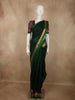 Deep Emerald Green Striped Zari Woven Design Kanchipuram Silk Saree with Zari Border