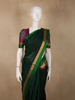 Deep Emerald Green Striped Zari Woven Design Kanchipuram Silk Saree with Zari Border