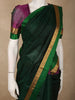 Deep Emerald Green Striped Zari Woven Design Kanchipuram Silk Saree with Zari Border