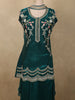 Deep Emerald Teal Green Floral Sequins and Beads Embroidered Design Organza Palazzo Suit with Dupatta