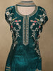Deep Emerald Teal Green Floral Sequins and Beads Embroidered Design Organza Palazzo Suit with Dupatta