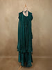 Deep Emerald Teal Green Floral Sequins and Beads Embroidered Design Organza Palazzo Suit with Dupatta