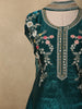 Deep Emerald Teal Green Floral Sequins and Beads Embroidered Design Organza Palazzo Suit with Dupatta