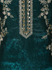 Deep Emerald Teal Green Floral Sequins and Beads Embroidered Design Organza Palazzo Suit with Dupatta