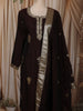 Deep Espresso Brown Floral Zari Embroidered Design Banarasi Straight Cut Salwar Suit with Dupatta