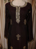 Deep Espresso Brown Floral Zari Embroidered Design Banarasi Straight Cut Salwar Suit with Dupatta